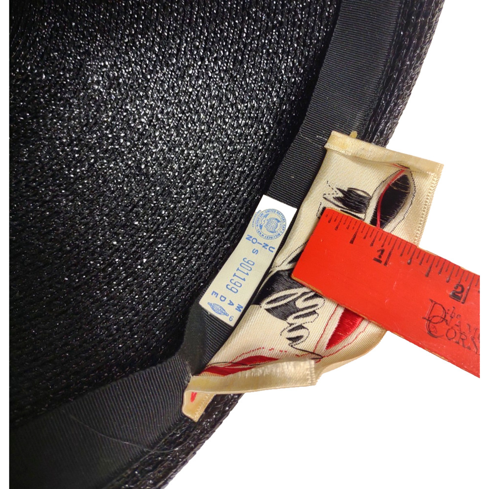 Mr John Jr Vintage Straw Pillbox Hat Black w Bow Union Made Fancy Church Formal - Picture 5 of 10